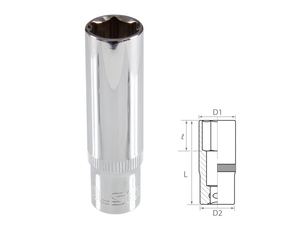 Головка торцевая глубокая шестигранная 3/8", 12 мм TOLSEN TT16362